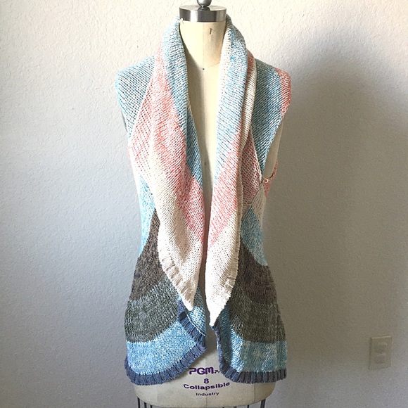 CAbi Jackets & Blazers - CAbi Soft Sea Color Sleeveless Shawl Knitted Vest